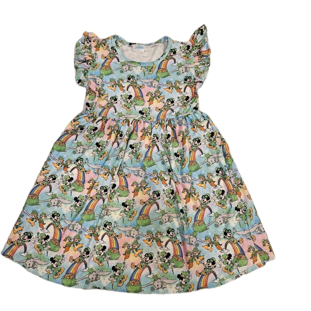 Girls St‎ Patrick's Day Mickey Mouse Dress Rainbow Dumbo Size 5XL 10–12
